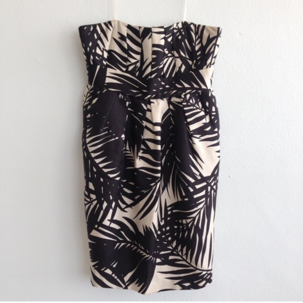 Ali Ro Black and Cream Strapless Dress